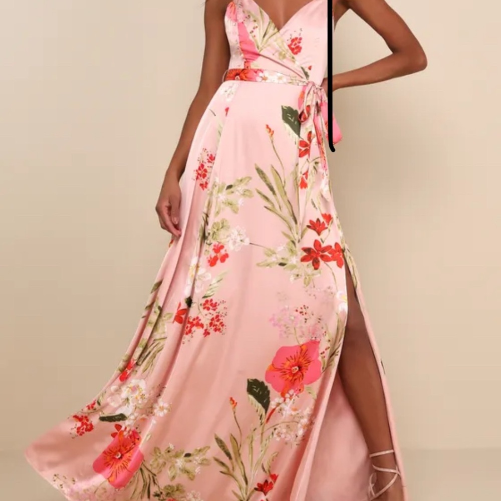 Lulu's Floral Pink Maxi Dress